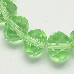 Pale Green Handmade Glass Beads, Faceted Rondelle, Pale Green, 14x10mm, Hole: 1mm, about 60pcs/strand