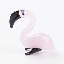Lavender Blush Home Decorations, Handmade Lampwork Display Decorations, Flamingo Shape, Lavender Blush, 23x8x25mm