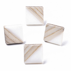 Creamy White Opaque Resin & Wood Stud Earrings, with 304 Stainless Steel Pin, Rhombus, Creamy White, 17x18mm, Pin: 0.7mm