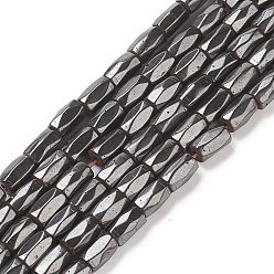 Magnetic Hematite Magnetic Synthetic Hematite Beads Strands, Eighteen Facets, Tube, Black, about 5mm in diameter, 8mm long, about 50pcs/strand, hole: about 1mm, 16 inch