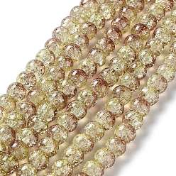 Light Khaki Spray Painted Crackle Glass Beads Strands, Round, Two Tone, Light Khaki, 10mm, Hole: 1.3~1.6mm, about 80pcs/strand, 31.4 inch
