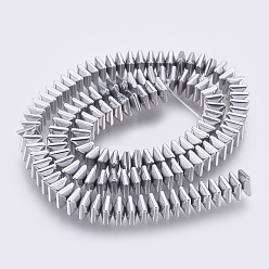 Plaqué Gris Fil de perles d'hématite synthétique non magnétique électrolytique, AA grade, carrée, platinée, 6x6x3mm, Trou: 1mm, Environ 129 pcs/chapelet, 15.5 pouce (39.5 cm)
