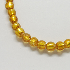 Verge D'or Perles en verre de feuille d'argent faites à la main , ronde, verge d'or, 11.5~12.5mm, Trou: 2mm