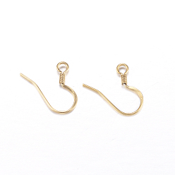 Golden Ion Plating(IP) 304 Stainless Steel French Earring Hooks, with Horizontal Loop, Flat Earring Hooks, Golden, 14x17x2mm, Hole: 2mm, 20 Gauge, Pin: 0.8mm