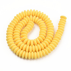 Gold Handmade Polymer Clay Beads Strands, Flat Round, Gold, 8.5~9x3.5mm, Hole: 1.6mm, about 112pcs/strand, 15.75 inch~16.14 inch(40~41cm)