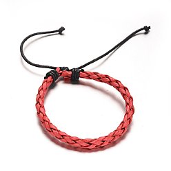 Mixed Color Adjustable Braided PU Leathers Cord Bracelets, Mixed Color, 52mm, 5mm