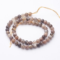 Sunstone Natural Black Sunstone Bead Strands, Round, 5.5~6mm, Hole: 0.5mm, about 63pcs/strand, 14.9 inch(380mm)