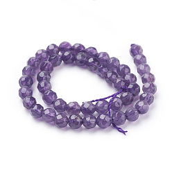 Amethyst Natural Amethyst Beads Strands, Round, Faceted, Purple, 4mm, hole: 1mm, 47pcs/strand, 8 inch