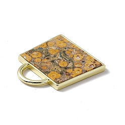 Leopard Skin Jasper Natural Leopard Skin Jasper Pendants, Handbag Charms, with Rack Plating Golden Tone Brass Findings, Cadmium Free & Lead Free, 34x29.5x3mm, Hole: 6x11mm