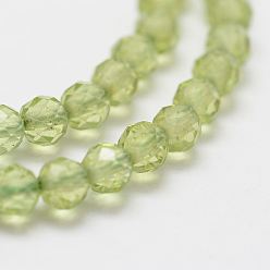 Peridot Natural Peridot Bead Strands, Round, Faceted, 2mm, Hole: 0.5mm, about 197~200pcs/strand, 15.3 inch(39cm)