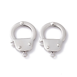 Stainless Steel Color 304 Stainless Steel Handcuff Clasps, Stainless Steel Color, 25x18x3mm, Hole: 2mm
