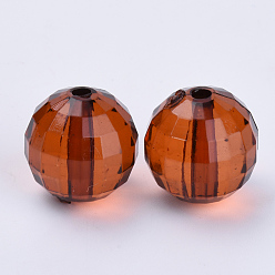 Coconut Brown Transparent Acrylic Beads, Faceted, Round, Coconut Brown, 8x8mm, Hole: 1.5mm, about 1770pcs/500g