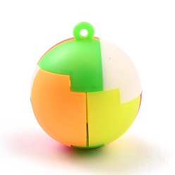 Разноцветный Пластиковые подвески, пузырь поппер непоседа игрушка, игрушки для снятия стресса и беспокойства, кулон с блоком головоломки, круглые, красочный, 34x30 мм, отверстие : 1.8 мм