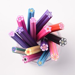 Mixed Color Handmade Polymer Clay Nail Art Decoration, Fashion Nail Care, No Hole Tubes, Flower, Mixed Color, 50x3~6mm