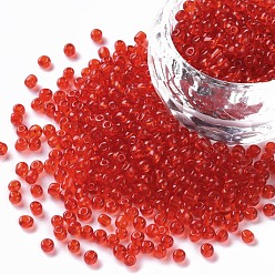 Красный Бисер из стекла , прозрачный, круглые, красные, 8/0, 3 мм, Отверстие: 1 мм, о 10000 бисер / фунт
