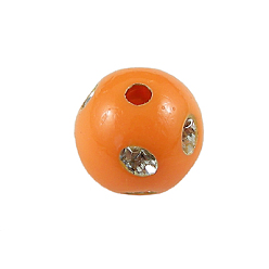 Оранжевый Непрозрачные акриловые бусины, металла обвитые, круглые, оранжевые, 8 мм, Отверстие : 2 мм , около 2300 шт / 500 г