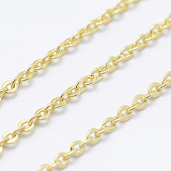 Golden Brass Cable Chains, Soldered, Long-Lasting Plated, Flat Oval, Lead Free & Nickel Free & Cadmium Free, Golden, 1.5mm, Link: 2x1.5mm