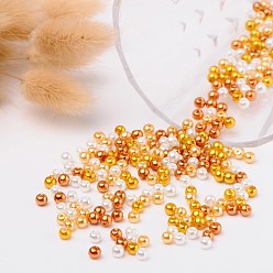 Mixed Color Caramel Mix Pearlized Glass Pearl Beads, Mixed Color, 4mm, Hole: 1mm, about 400pcs/bag