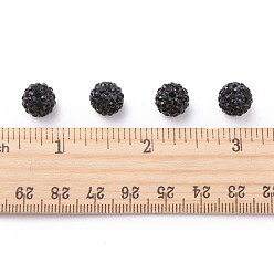 Jet Polymer Clay Rhinestone Beads, Grade A, Round, PP15, Jet, 10mm, Hole: 1.8~2mm, 6 Rows Rhinestone, PP15(2.1~2.2mm)