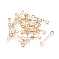 Golden Ion Plating(IP) 304 Stainless Steel Eye Pins, Double Sided Eye Pins, Golden, 16x3x0.5mm, Hole: 1.6mm