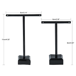 Black T Bar Organic Glass Earring Display Stand, T Bar with Two Holes, Black, 6x9cm, 8x11cm, 2pcs/set