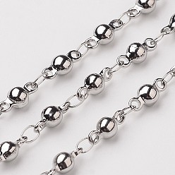 Stainless Steel Color 304 Stainless Steel Ball Link Chains, Soldered, Decorative Chains, with Spool, Stainless Steel Color, 3.5mm, about 32.8 Feet(10m)/roll