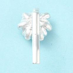 Silver Alloy Hair Findings, Pony Hook, Ponytail Decoration Accessories, with Tary, Flower, Silver, 38x18x17mm, Tray: 2.5mm