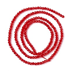Rouge Chapelets de perles en verre transparentes  , facette, ronde, rouge, 3mm, Trou: 0.8mm, Environ 127~139 pcs/chapelet, 14.09~14.53 pouce (35.8~36.9 cm)