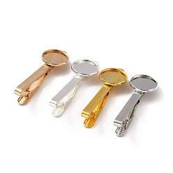 Golden Brass Tie Clip Cabochon Settings, Golden, 54x17.5x13.5mm, Tray: 16.1mm