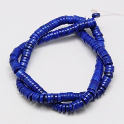 Medium Blue Synthetic Turquoise Beads Strands, Heishi Beads, Dyed, Flat Round/Disc, Medium Blue, 5x3mm, Hole: 1mm, about 145pcs/strand, 15.75 inch