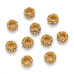 Crystal Alloy Rhinestone European Beads, Large Hole Beads, Golden Metal Color, Crystal, 11x6mm, Hole: 5mm