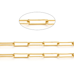Настоящее золото 14K Латунные скрепки, Плоско-овальные, тянутые удлиненные кабельные цепи, пайки, долговечный, реальный 14 k позолоченный, Коннекторы : 15x5x1 мм
