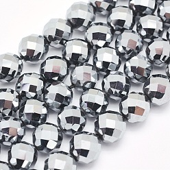 Terahertz Stone Terahertz Stone Beads Strands, Round, Faceted, 8mm, Hole: 1mm, about 50~51pcs/strand, 15.3 inch(39cm)