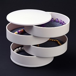 White 4-Layer Rotating Travel Jewelry Tray Case, Jewelry Organizer with Felt Cloth, for Bracelets Rings Bracelets, White, 10.05x10.4cm, Inner Size: 96x79mm