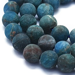 Apatite Natural Apatite Beads Strands, Frosted, Round, 8mm, Hole: 1mm, about 48~49pcs/Strand, 15.35 inch(39cm)