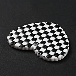 Noir Pendentifs acryliques imprimés, coeur avec motif tartan, noir, 26x31.5x2mm, Trou: 1.5mm
