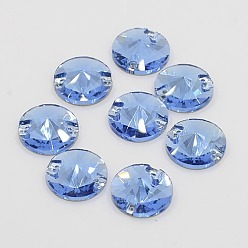 Mixed Color Sew on Rhinestone, Glass Rhinestone, Two Holes, Garments Accessories, Faceted, Half Round, Mixed Color, 16x5.5mm, Hole: 1mm