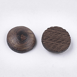 Coconut Brown Wenge Wood Cabochons, Undyed, Flat Round, Coconut Brown, 14.5x4.5mm
