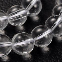 Quartz Crystal Natural Grade AB Quartz Crystal Beads Strands, Rock Crystal Beads, Round, Clear, about 10mm in diameter, hole: 1mm, about 39pcs/strand, 15.5 inch