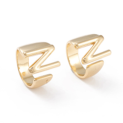 Letter N Brass Cuff Rings, Open Rings, Long-Lasting Plated, Real 18K Gold Plated, Letter.N, Size 6, 17mm