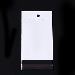 White Pearl Film Cellophane Bags, OPP Material, Self-Adhesive Sealing, with Hang Hole, Rectangle, White, 17~17.5x8cm, Unilateral Thickness: 0.045mm, Inner Measure: 12.3x8cm