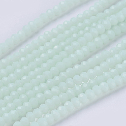 Honeydew Opaque Solid Color Glass Bead Strands, Imitation Jade, Faceted, Rondelle, Honeydew, 3x2mm, Hole: 0.8mm, about 185~190pcs/strand, 14.9~17.3 inch(38~44cm)