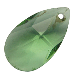 Light Green Glass Pendants, Crystal Suncatcher, Faceted, teardrop, Light Green, Size: about 13mm wide, 22mm long, 8mm thick, hole: 0.8mm