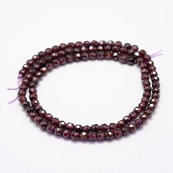 Garnet Natural Garnet Beads Strands, Faceted, Round, 4mm, Hole: 1mm, about 86~100pcs/strand, 15.1~15.5 inch(38.5~39.5cm)