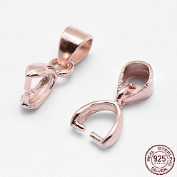 Rose Gold 925 Sterling Silver Pendant Bails, Ice Pick & Pinch Bails, Rose Gold, 9.5x5.5x3mm, Hole: 3x4mm, Pin: 0.8mm