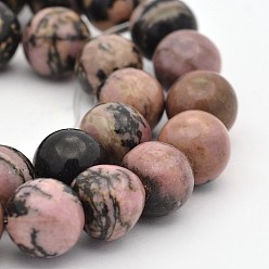 Rhodonite Round Natural Rhodonite Beads Strands, 10mm, Hole: 1mm, about 41pcs/strand, 15.5 inch