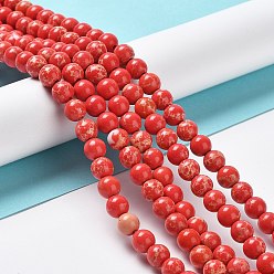 Red Synthetic Imperial Jasper Beads Strands, Dyed, Round, Red, 6mm, Hole: 0.8mm, about 63pcs/strand, 14.76 inch(37.5cm)