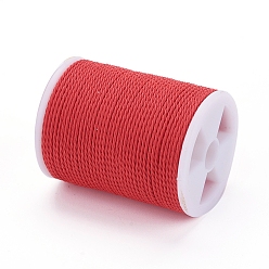 Red Round Waxed Polyester Cord, Taiwan Waxed Cord, Twisted Cord, Red, 1mm, about 12.02 yards(11m)/roll