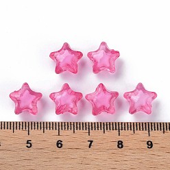 Camellia Transparent Acrylic Beads, Bead in Bead, Faceted, Star, Camellia, 10.5x11x7mm, Hole: 2mm, about 1280pcs/500g
