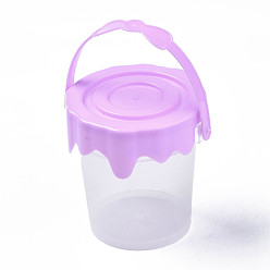 Фиолетовый Контейнеры для хранения пластиковых шариков из полистирола, с крышкой, бочкообразные формы, фиолетовые, 8x8.6 см, отверстие : 41x83 мм, Отсек: 74x80 мм